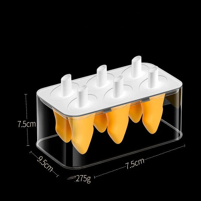 Homemade ice cream popsicle box silicone cube mold in green and yellow, 7.5x9.5x7.5cm