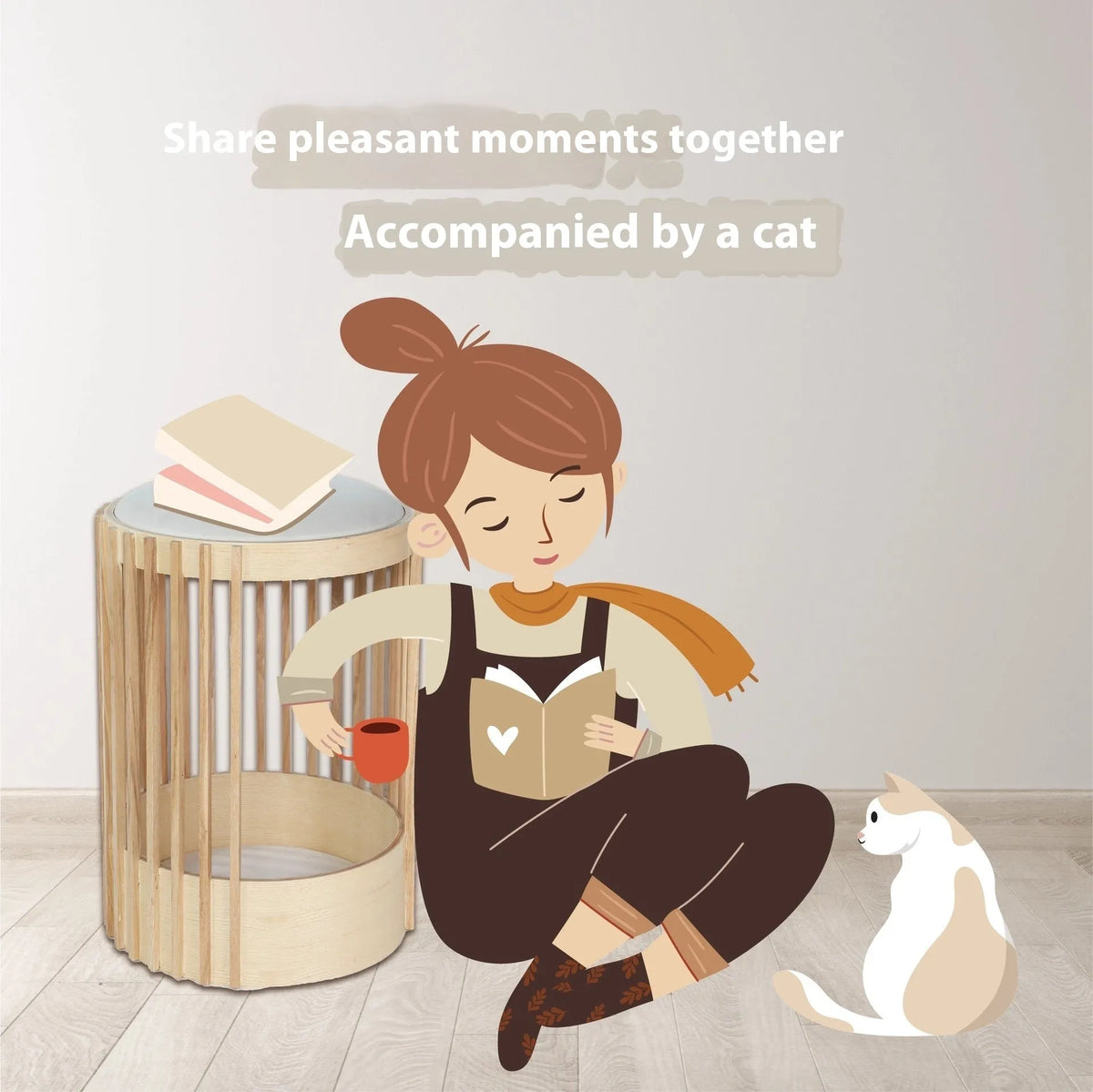 Solid wood cat climbing frame and pet bed, 40x60cm, with bite-resistant column and simple style