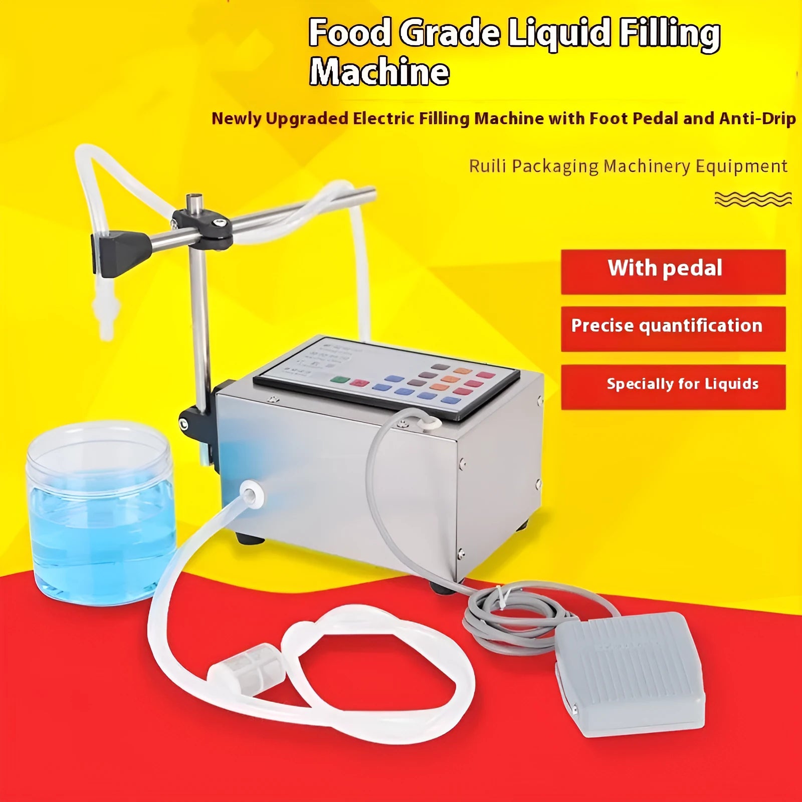 GFK-280 model CNC filling machine for automatic liquid dispensing on a workbench.