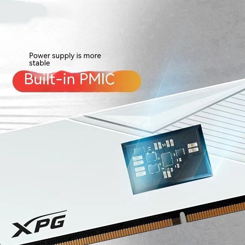 White single DDR5 desktop gaming memory module with 16G or 32G capacity and 6000 or 6400MHz speed options