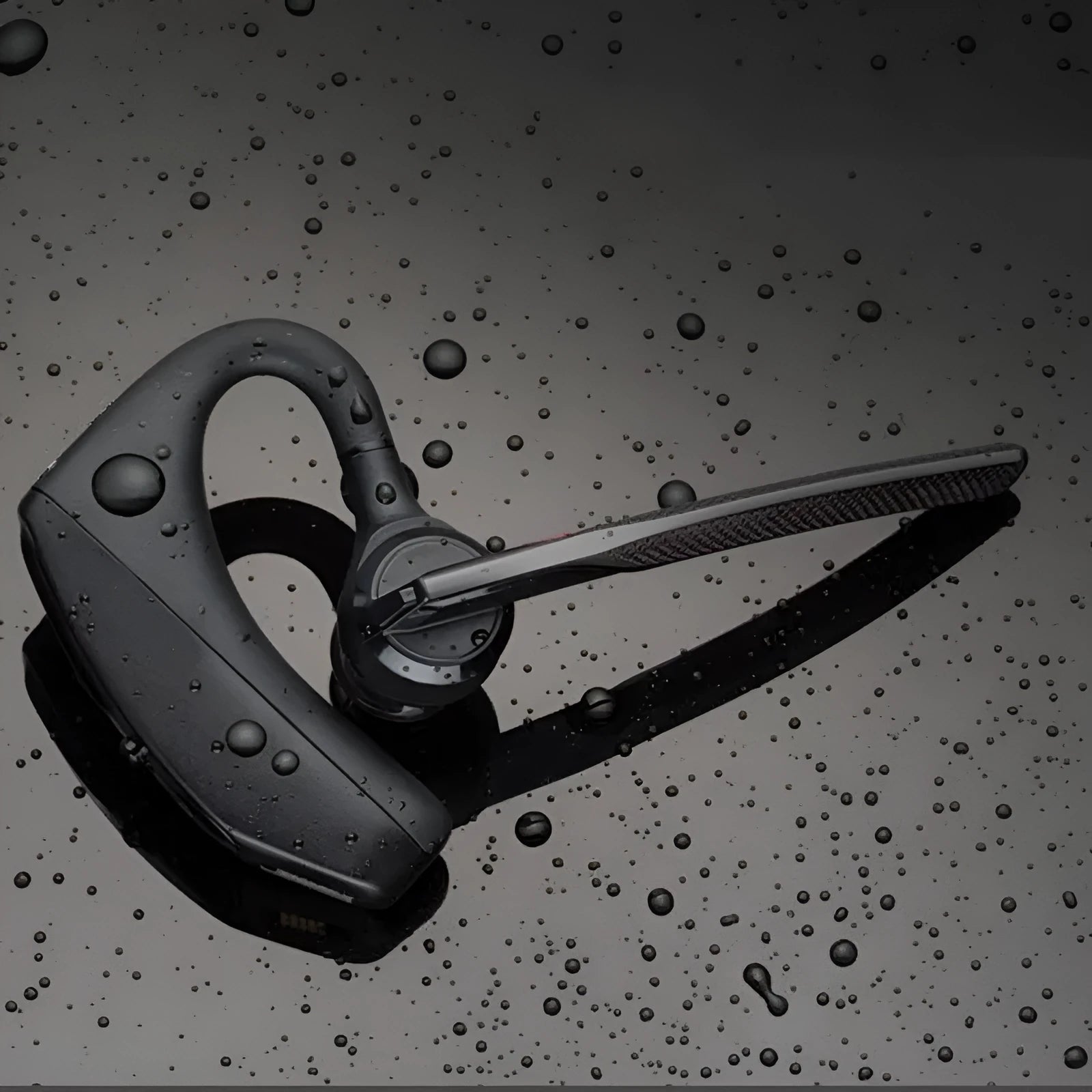 Black stereo Bluetooth sports headphones with a large battery and USB connection.