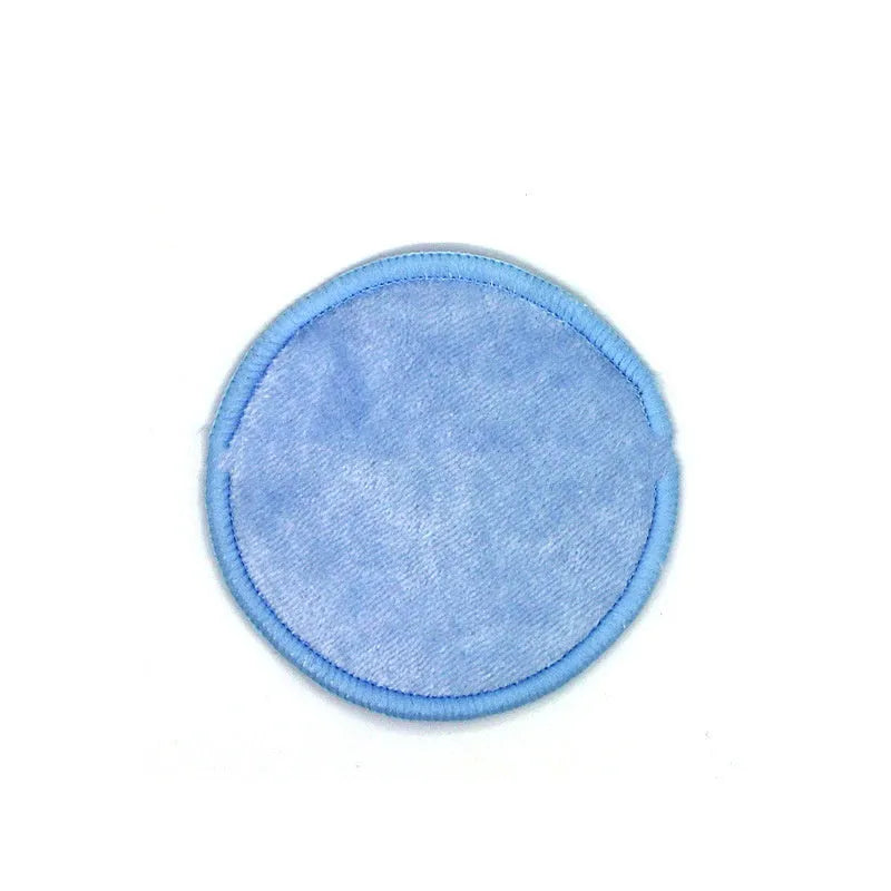 Red and blue velvet makeup remover pads with organic cotton mesh storage bag