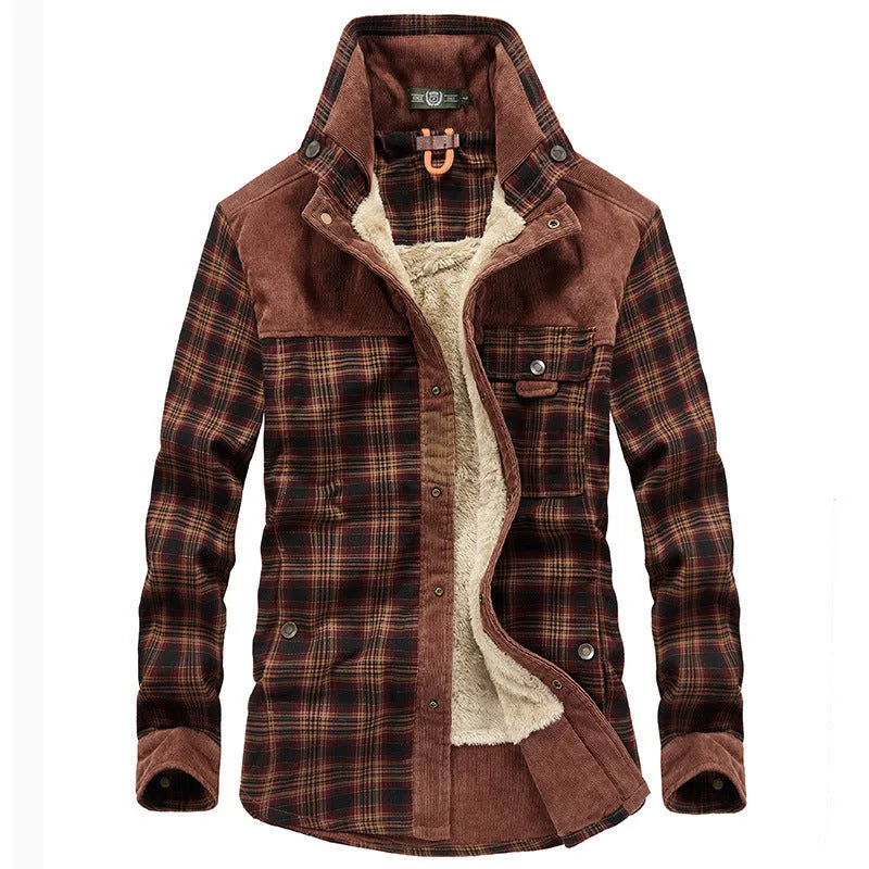 Business casual cotton shirt coat loose fit long sleeve black brown army colour men's coat