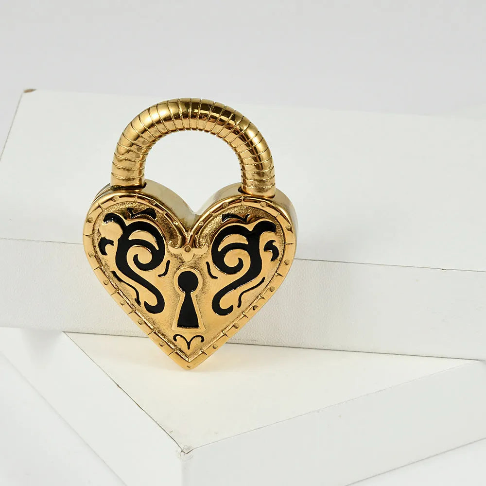 Women's stainless steel heart-shaped earrings with electroplated gold or steel colour finish