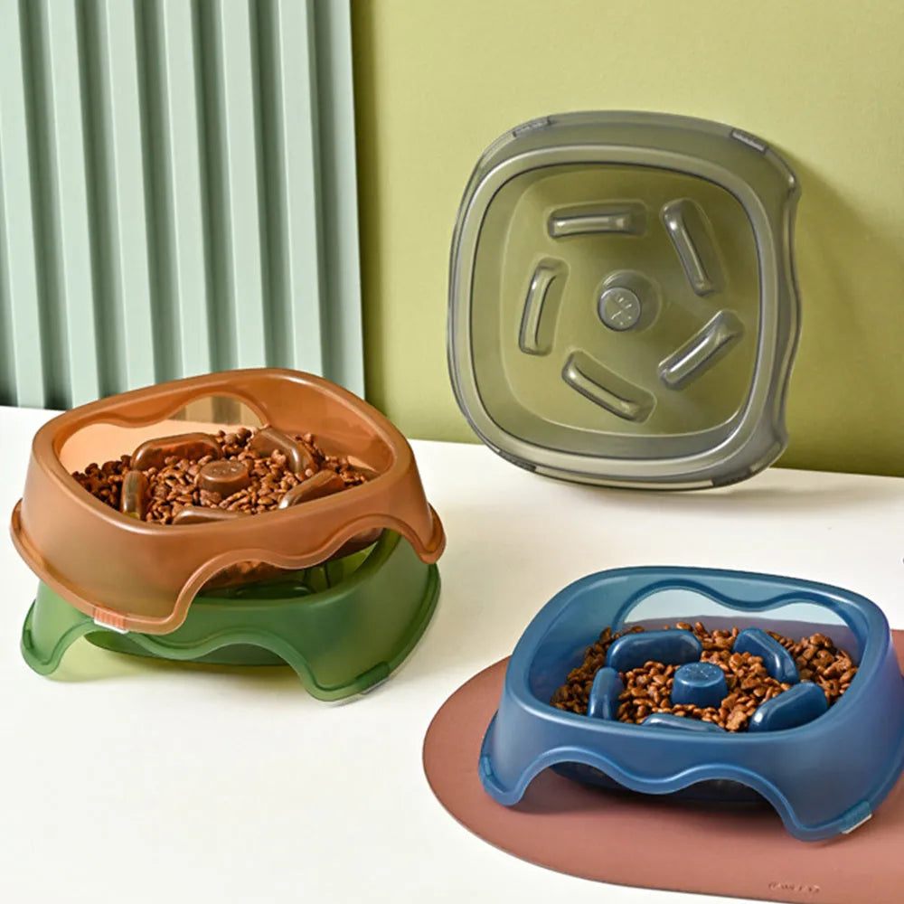 Pet dog slow feeder anti-choking bowl with maze pattern in multiple colour options