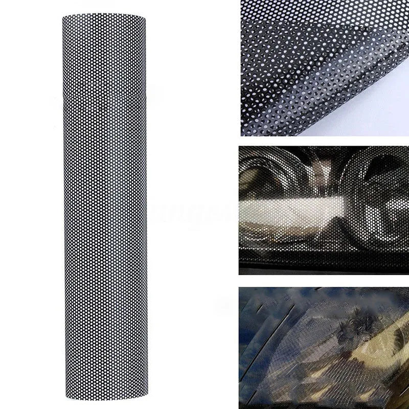 Perforated mesh plastic automotive vinyl film sheet for temporary colour change decals.