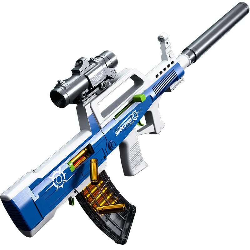 Assault rifle hand pull can launch simulation toy gun in blue plastic