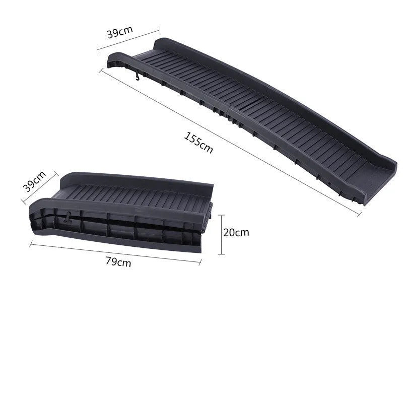 Pet folding ladder slope in black plastic with non-slip steps, 2.8kg weight