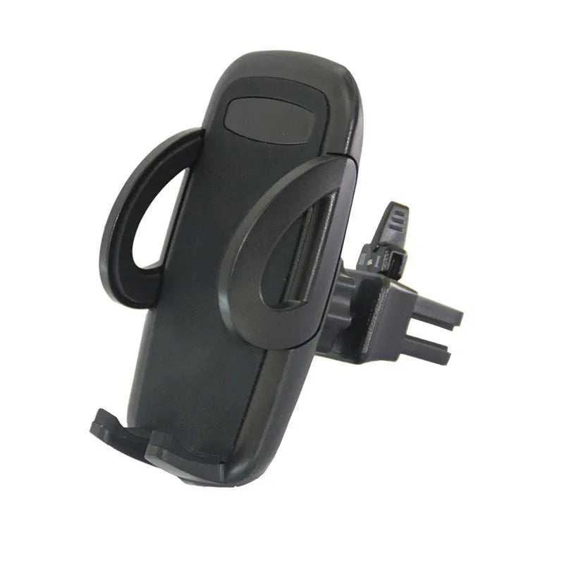 Black plastic car air conditioning outlet mobile phone holder mounted to car vent