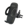 Black plastic car air conditioning outlet mobile phone holder mounted to car vent