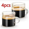 White double mouth transparent glass coffee cup set showing two openings
