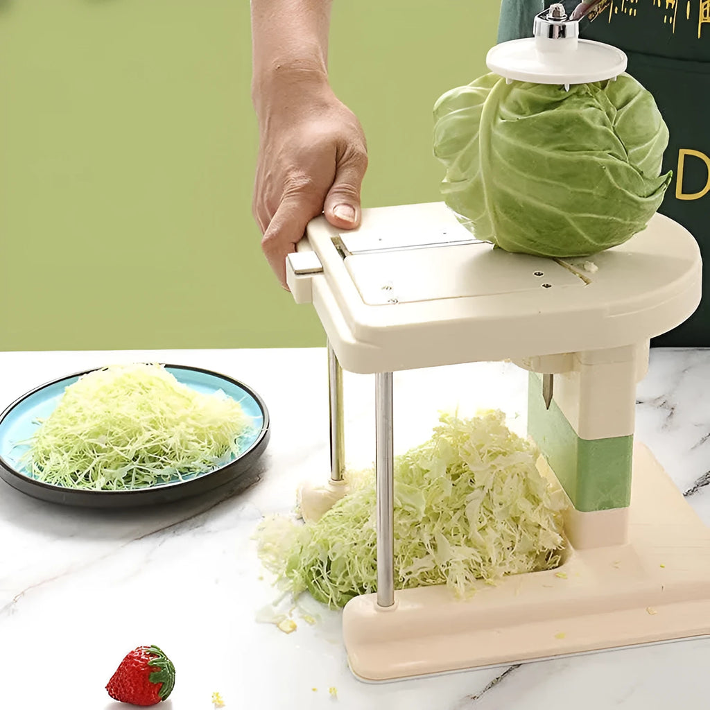 Beige kitchen vegetable slicer and grater with stainless steel blades for healthy meal preparation