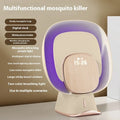 Wireless sticky mosquito killer lamp with clock and ambience light on a table, ABS plastic, 16.9x11.1x20.5cm