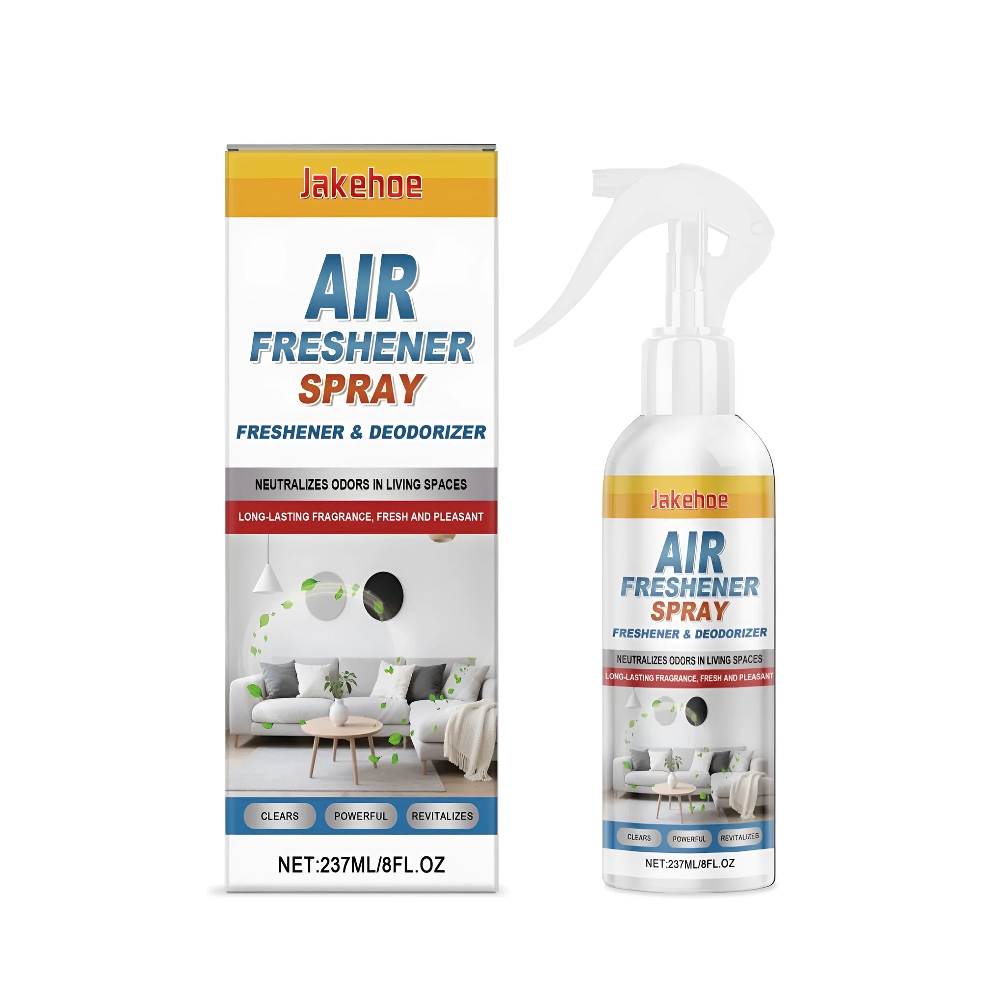 Silver 237ml aerosol can of menthol air freshener spray on a white background.