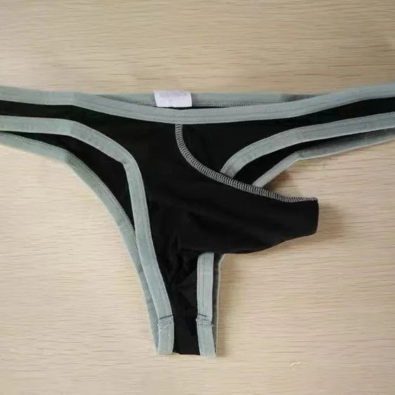Men's Army Green ice silk briefs showcasing the contoured elephant nose pouch design on a white background.