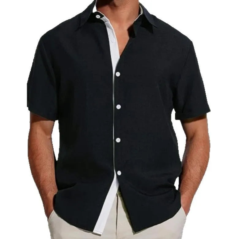 Men's short-sleeved floral print shirt in polyester fabric available in multiple colours