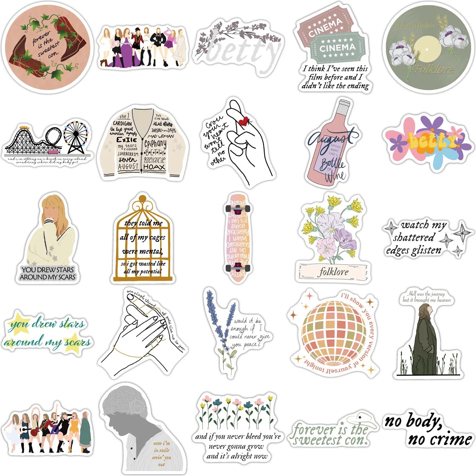 50 sheets of waterproof graffiti cartoon stickers in 4-6cm size for luggage and notebook decoration