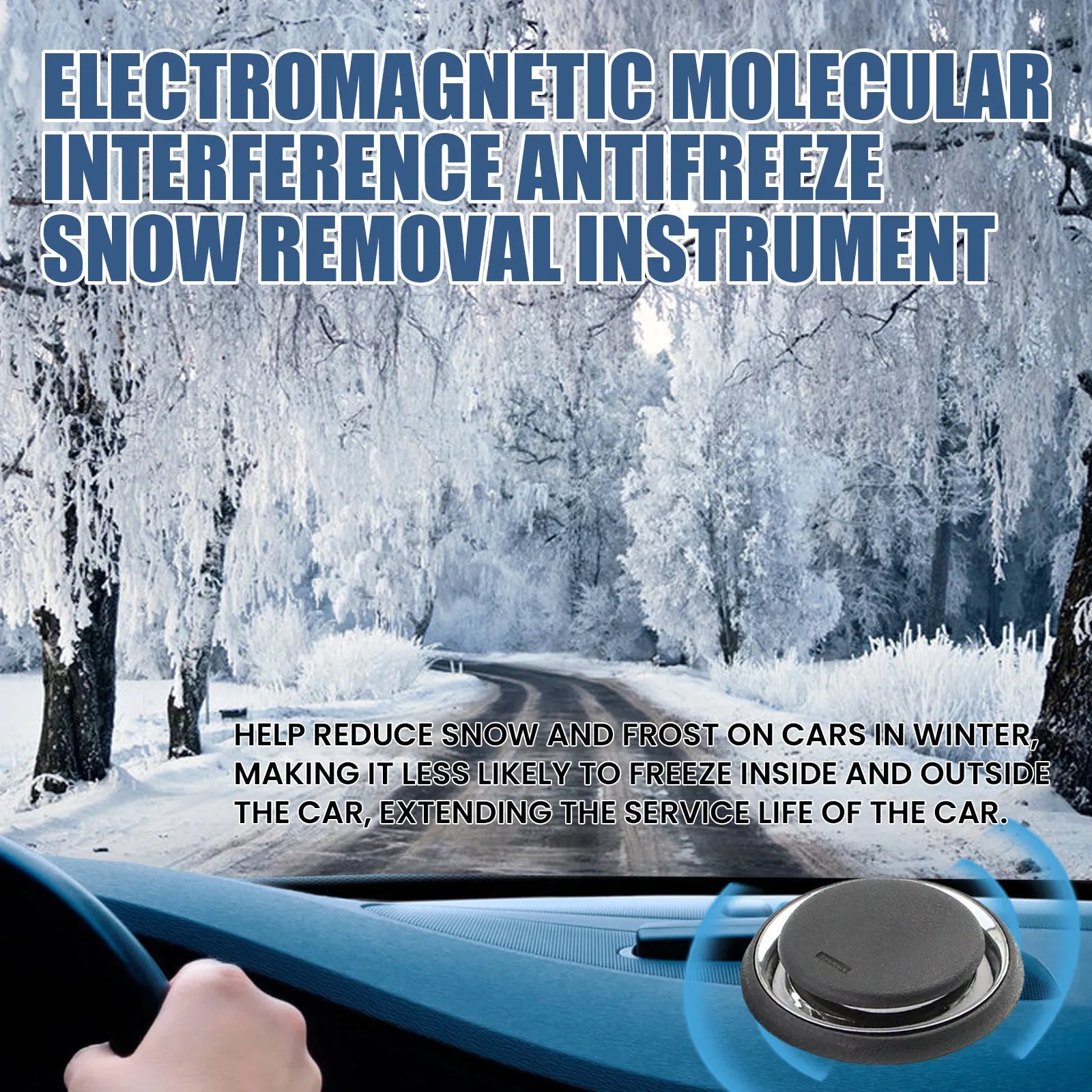 Black portable car de-icing instrument with compact 7.4 cm square dimensions for vehicle ice removal
