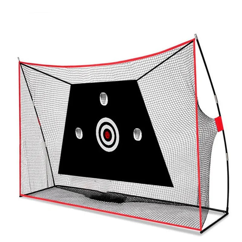 Golf swing wedge training net with 3-hole cross net and 30x60cm straw mat practice kit