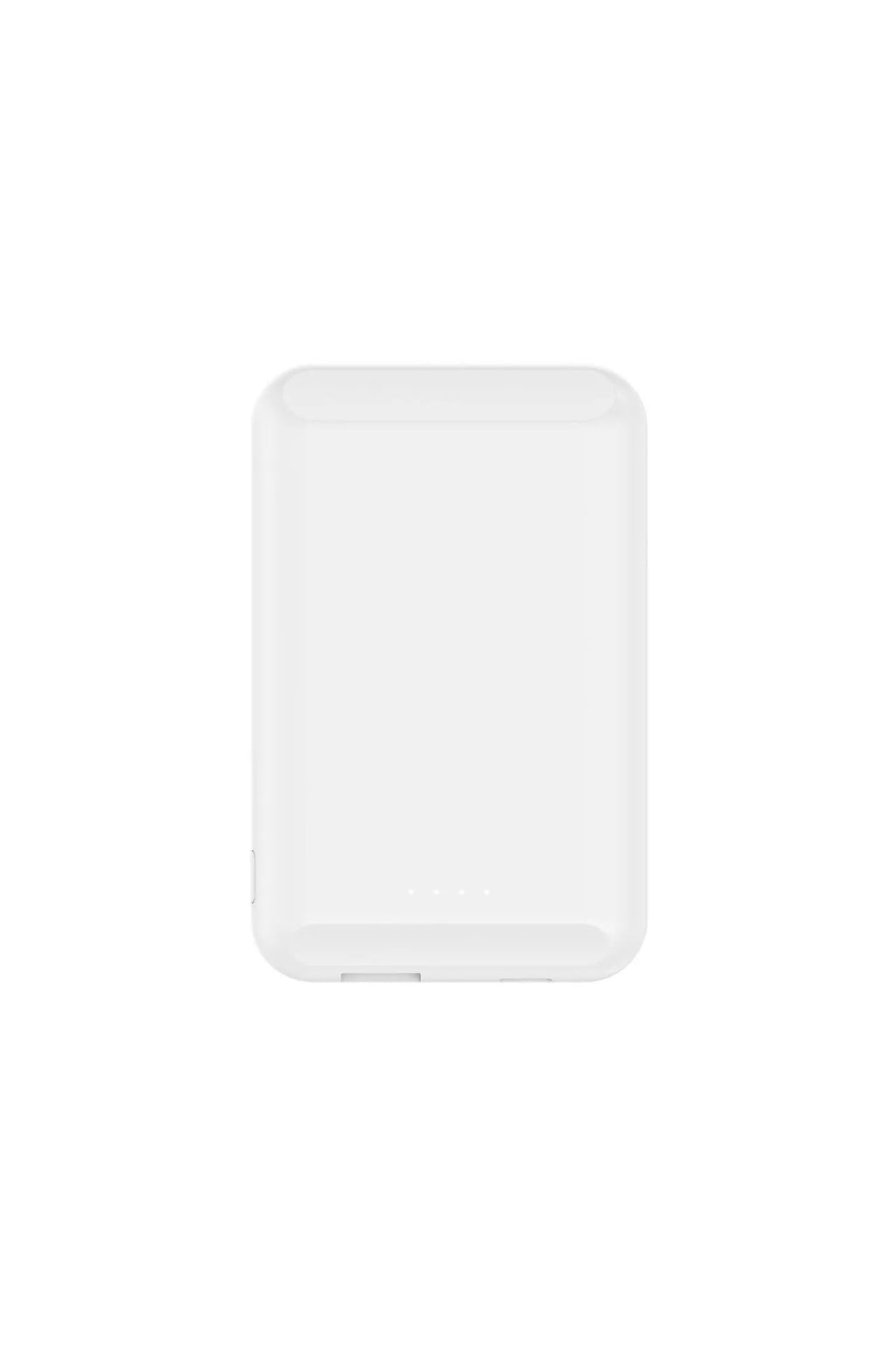 Magnetic wireless power bank in multiple colours showing dimensions 85mm by 55mm.