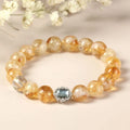 Citrine crystal bracelet with 10mm geometry stones, polished grinding treatment, unisex jewellery design