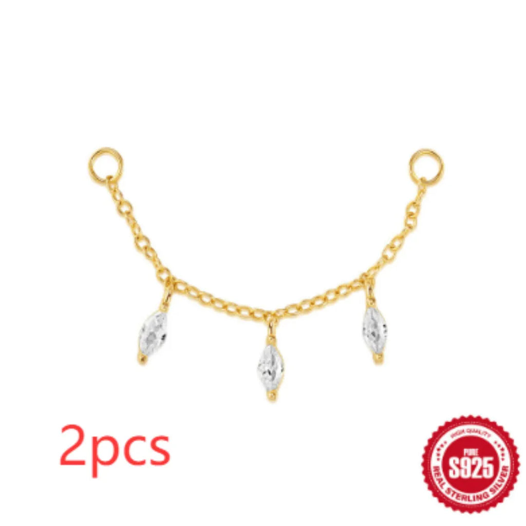 Geometric water drop sterling silver earrings with flat spiral puncture design in gold colour