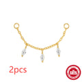Geometric water drop sterling silver earrings with flat spiral puncture design in gold colour