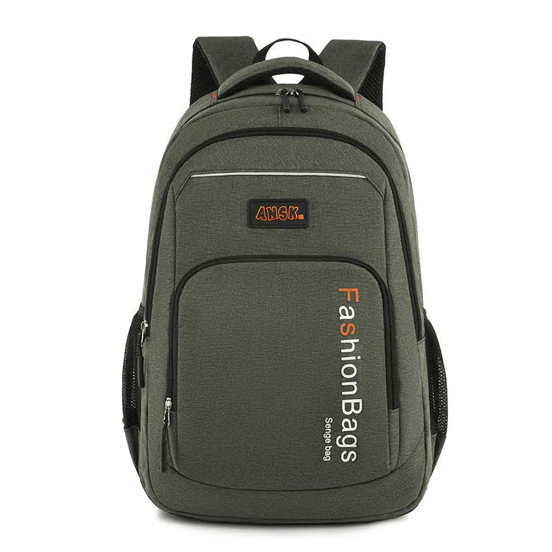 Black street trend nylon backpack showing internal laptop compartment, phone pocket, and file bag organisation.