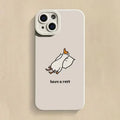 Cute cartoon duck design on a blue silicone case for Apple iPhone