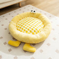 Plush kennel sleeping mat pet bed in blue, pink or yellow colours with four size options