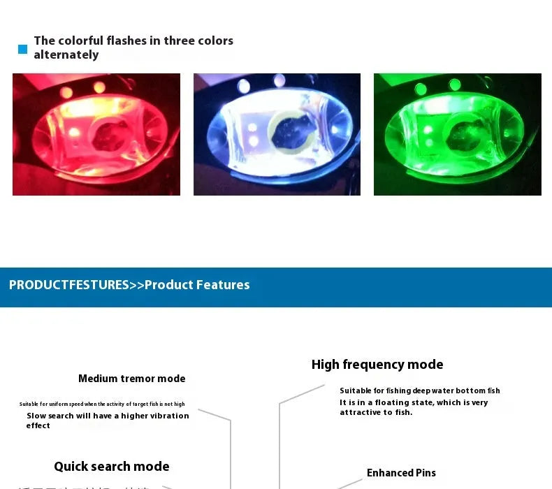 Lure Metal Vib Electronic Lure fishing bait luminous metal vib body blue and red colour options