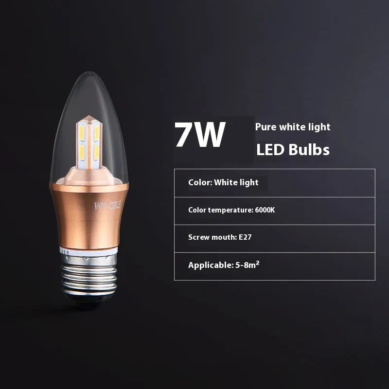 Household E14 E27 LED screw bulb with three colour options and rechargeable lithium battery