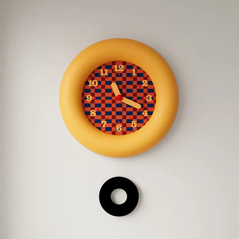 25cm Nordic wall clock with optional pendulum, greater than 15mm thick, YH6-4 fat circle design for living room or bedroom