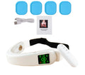 Infrared LED photon therapy V-shape face massager in blue with silicone sheet attached