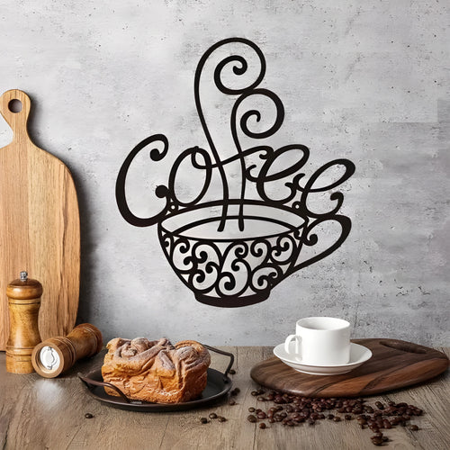 Black wrought iron English letters silhouette wall decoration measuring 26x28cm