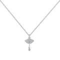 S925 sterling silver necklace with ginkgo leaf pendant in gold finish on curbs chain for women