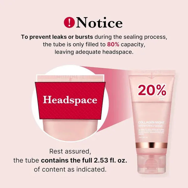 Collagen night face mask bottle with brush applicator for overnight skin repair