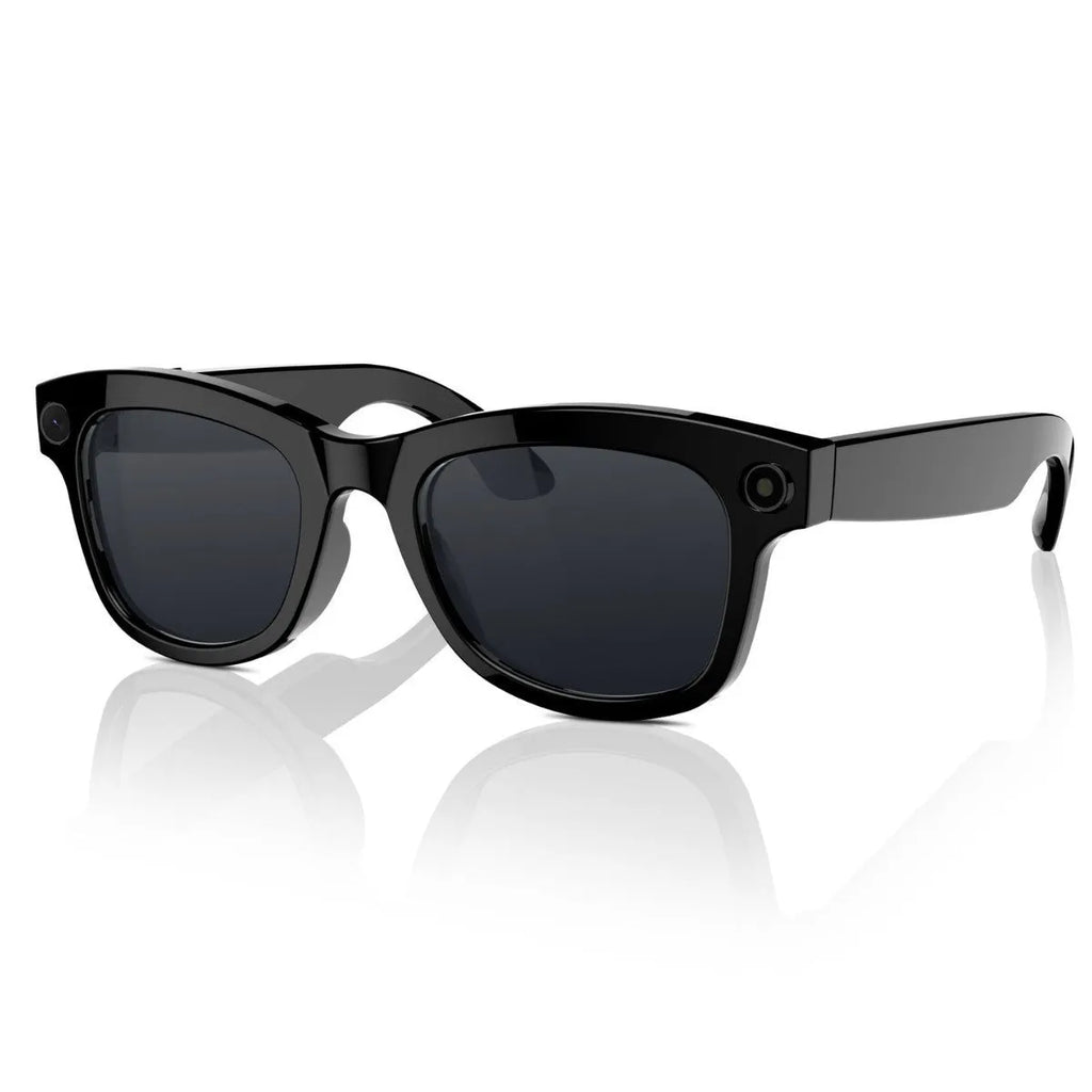 M01 HD camera AI translation smart glasses with black lenses on a head-mounted frame.