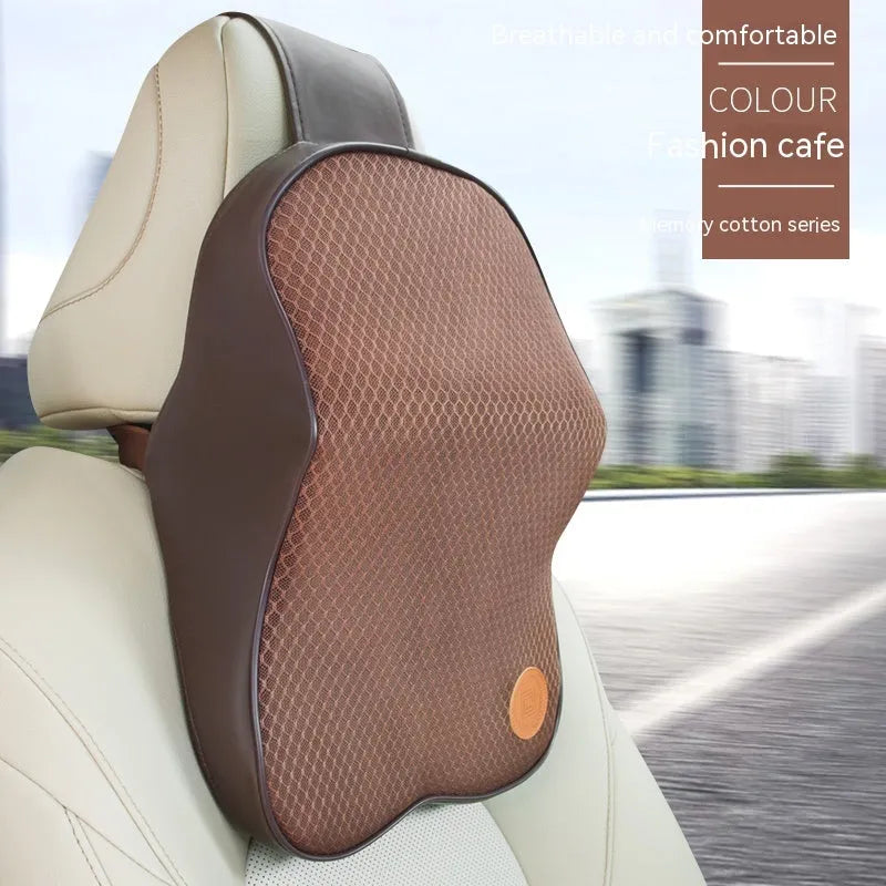 Memory foam automotive headrest and lumbar support pillow set in multiple colour options