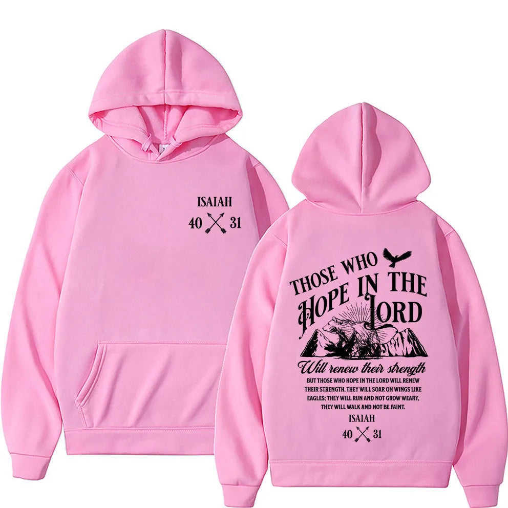 Christian Jesus letters print loose pullover hoodie in black on a plain background showing front print detail