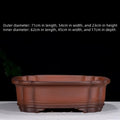 Antique Chinese style purple clay rectangular flowerpot with decorative tree and fruit motifs measuring 71cm long