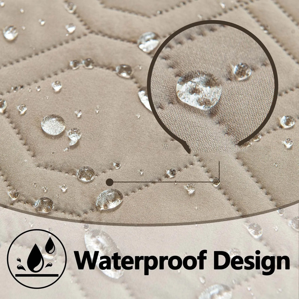 Double-sided waterproof pet sofa cushion with contrast colour panels shown in dark grey and light grey