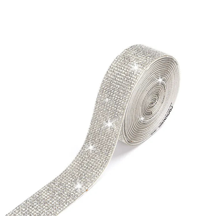 Self-adhesive glass water drill strip on backing paper, showing white and AB colour options.