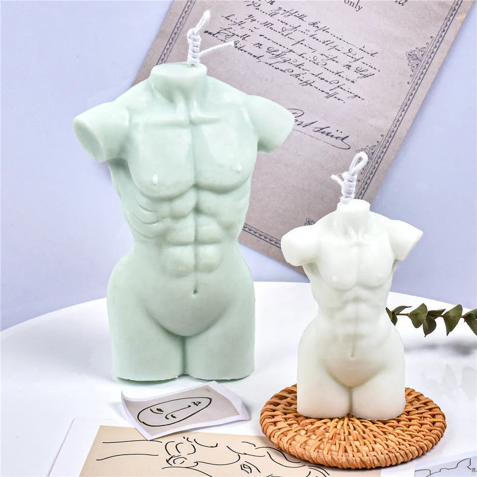 Geometric silicone body candle mould showing 10cm and 14cm height sections for aromatherapy candles