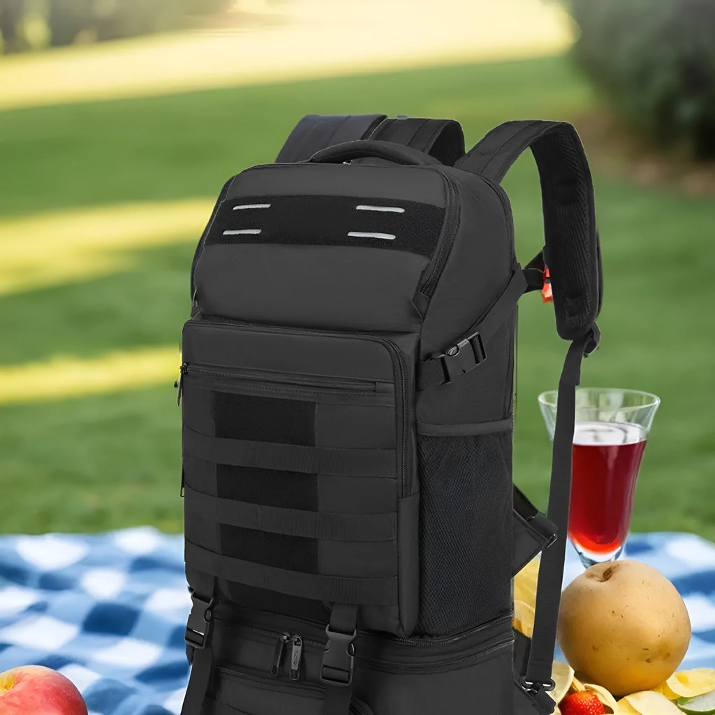 Black polyester Oxford cloth oversized casual outdoor backpack with air cushion shoulder strap