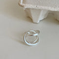Three-dimensional interlaced geometric open ring in matte gold or silver electroplated finish