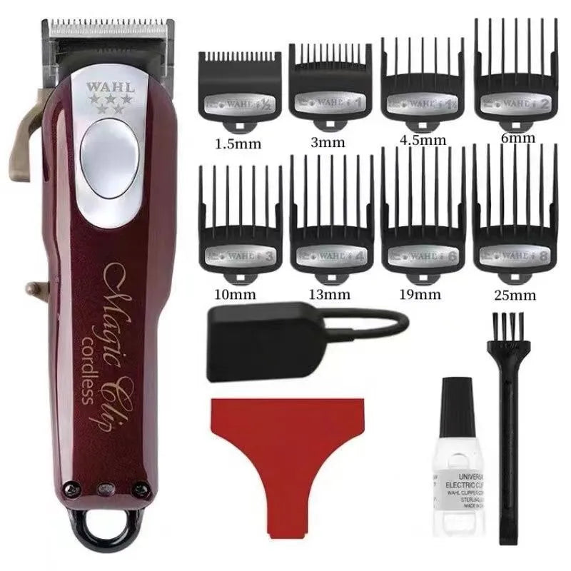 Hair clipper set with stainless steel cutter heads and multiple international plug specifications