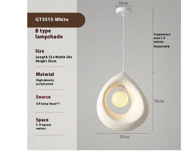 Retro style pendant chandelier with milky white rectangular lampshade