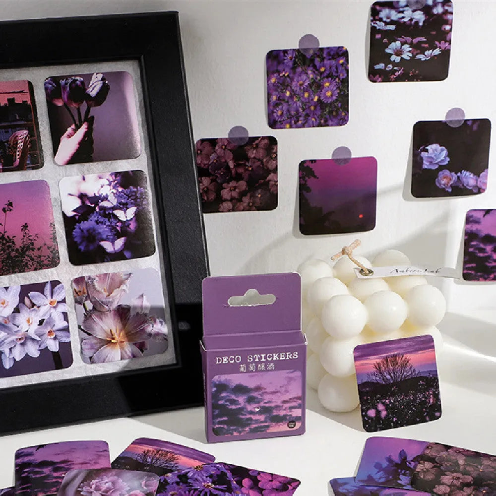 Nordic mountain and sea sunshine Y decorative sticker box containing 46 individual 44mm stickers