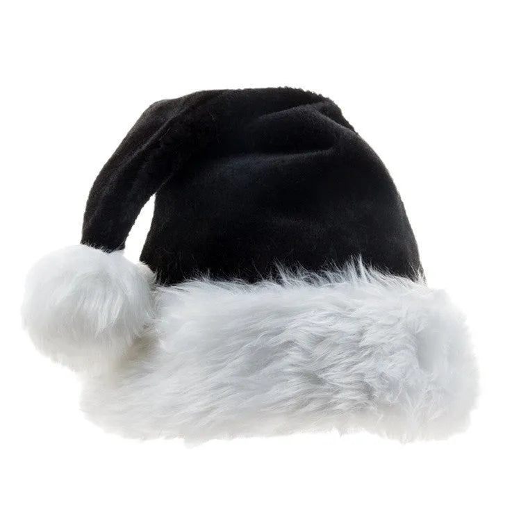 Polyester thickened plush Christmas hat in red and black, 56x30 cm, European classical style